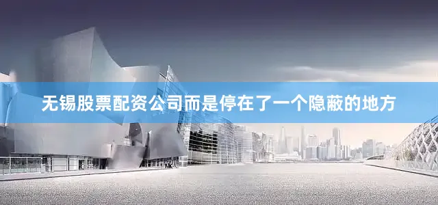 无锡股票配资公司而是停在了一个隐蔽的地方